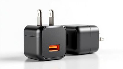 Two black usb wall chargers are displayed against a plain white background in a studio shot