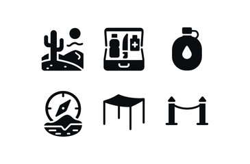 solid icon isolated desert mira simulator desert survival kit desert water bladder desert eroder gau desert sun shade canopy desert boundary marker