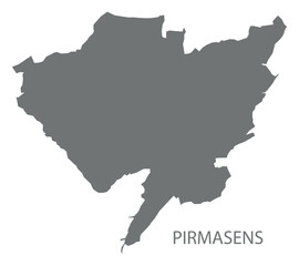 Pirmasens city map with boroughs grey illustration silhouette shape