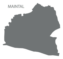 Maintal city map with boroughs grey illustration silhouette shape