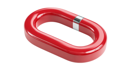 3D red magnet icon in cartoon plastic style, attraction and magnetism concept, isolated on transparent background 