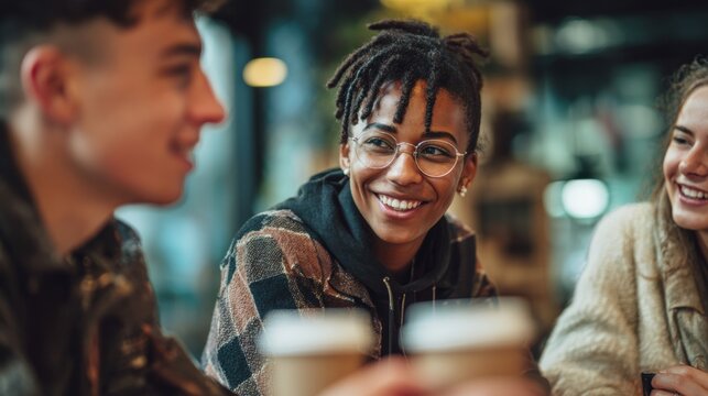 Diverse Friends Enjoying Coffee Shop Conversation