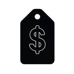 Black price tag with dollar icon