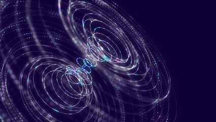 Abstract futuristic data torus from color dots connecting in grid lines defocus.  Concept visualization for technology, analytics and network. Big Data.