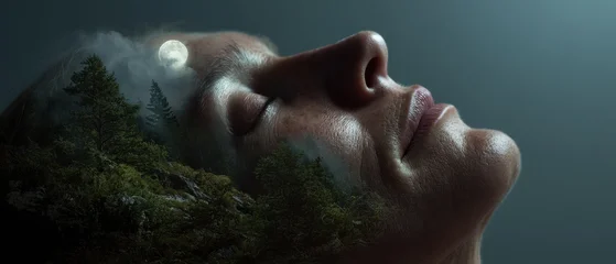 Fototapete Krankenhaus Dreamy sleep with moonlit forest double exposure  © Богдан Скрипник