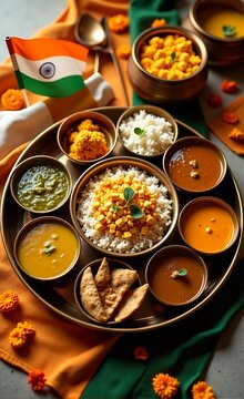 Indian Feast with Thali and Spices