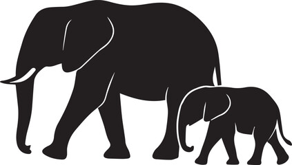 Charming elephant family illustration in cmyk and rgb colors