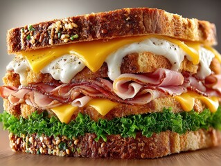 Towering Turkey Sandwich, Ham, Lettuce, Tomato & Cheese