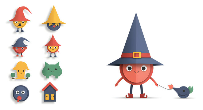 Whimsical Characters: A collection of delightful, flat-design characters with unique expressions and charming accessories, perfect for adding a touch of playfulness and personality.