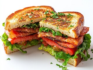 Delicious Sandwich with Bacon, Lettuce and Tomato on Toast