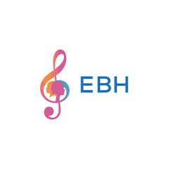 Fototapeta premium FBH “Colorful music logo with human faces and treble clef design” FBH Later Logo, “Creative music academy logo with silhouette heads and notes” 