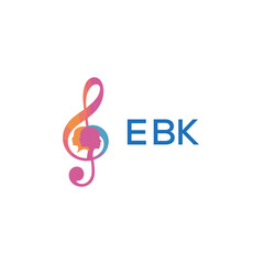 EBK “Creative music logo with human silhouettes and treble clef in gradient colors, EBK Later Logo, modern artistic design isolated on white background”

