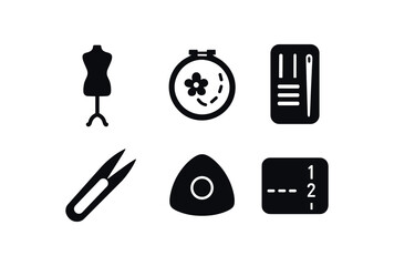 solid icon isolated seamstress dress form seamstress embroidery hoop seamstress kit seamstress thread snips seamstress tailor chalk seamstress stitching guide
