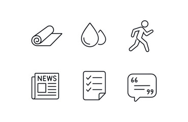 stroke icon mono icons style isolated yoga mat morning dew jogr newspaper list motivational quote
