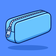 Pencil Case - Cartoon Blue Penal School Supply Vector