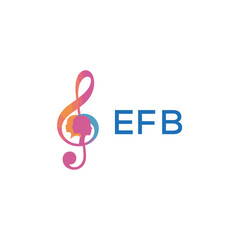 Fototapeta premium EFB “Creative music logo with human silhouettes and treble clef in gradient colors, EFB Later Logo, modern artistic design isolated on white background” 