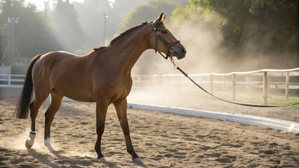 Bay Horse in Early Ceremonial Training Gear