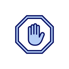 Stop icon vector. stop road sign. hand stop sign and symbol. Do not enter stop red sign with hand