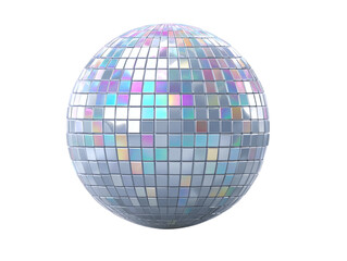 3D disco ball icon in cartoon plastic style, party and dance theme, isolated on transparent background 
