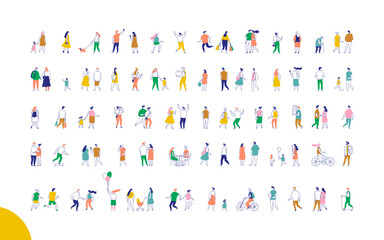 Collection of line art flat people in various social situation isolated on white background. Perfect for websites, infographics, and editorial projects