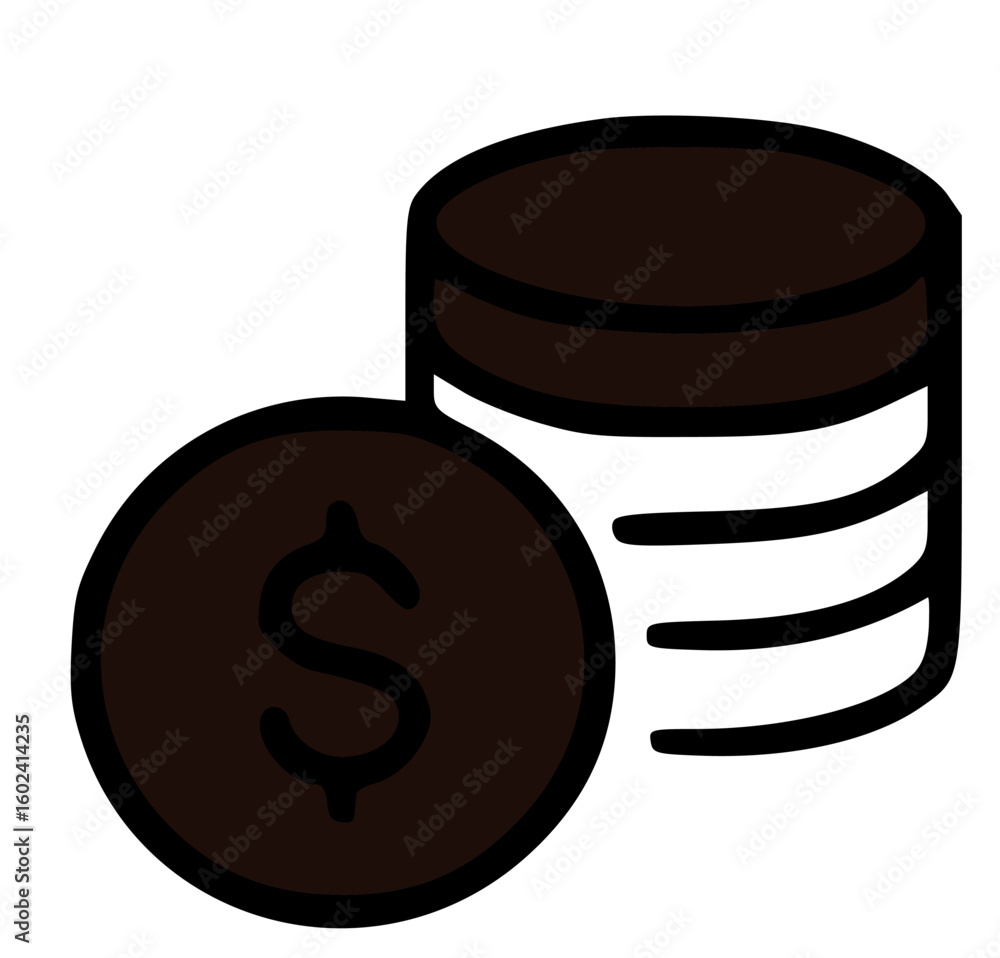 Poster stack of coins with a single coin featuring a dollar sign.