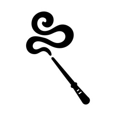Magic wand casting swirling spell smoke