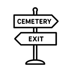Cemetery and exit directional sign icon
