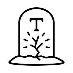 Cracked tombstone with letter T icon