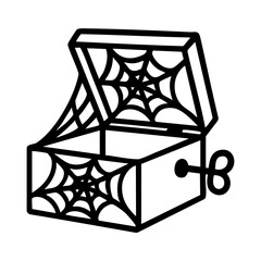 Haunted music box with spider webs