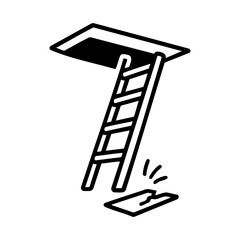 Attic ladder with falling hatch door icon