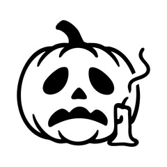 Sad pumpkin face with blown-out candle