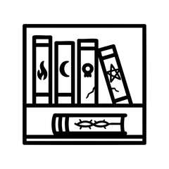 Halloween bookshelf with spooky magic books