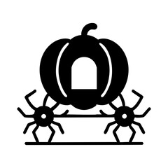 Halloween pumpkin carriage with spider wheels