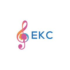 Fototapeta premium EKC “Creative music logo with human silhouettes and treble clef in gradient colors, EKC Later Logo, modern artistic design isolated on white background” 
