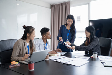 Diversity Woman leadership asian business people training Teamwork meeting asian employees working...
