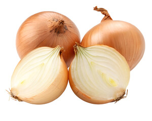 Fresh bulbs of onion on a white background