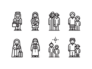 Refugee Support Clean Line Drawing Set