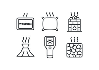 straight perfect stroke icon mono icons style isolated wth hand wer packet wth heated cushion wth sauna stove wth othermal vent wth sunbeam lyzer wth emberstone