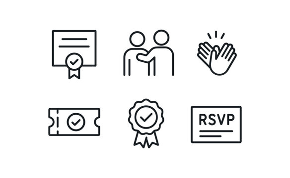 straight perfect stroke icon mono icons style isolated acceptance certificate seal acceptance pat back acceptance applause cue acceptance admission ticket acceptance merit acceptance RSVP