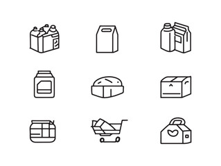 Relief Goods Simple 2D Line Design Collection