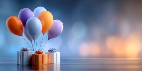 Colorful Balloons and Gift Boxes for a Festive Celebration