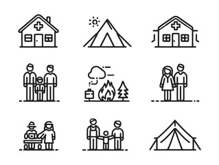 Relief Operation Simple 2D Line Design Collection