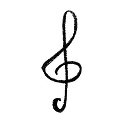 Treble clef doodle. Hand drawn musical symbol. Single element for print, web, design, decor, logo