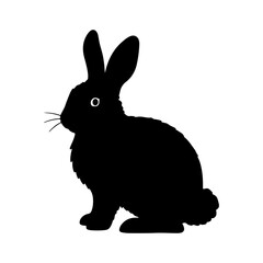 Obraz premium Rabbit silhouette icon vector flat illustration on white background.
