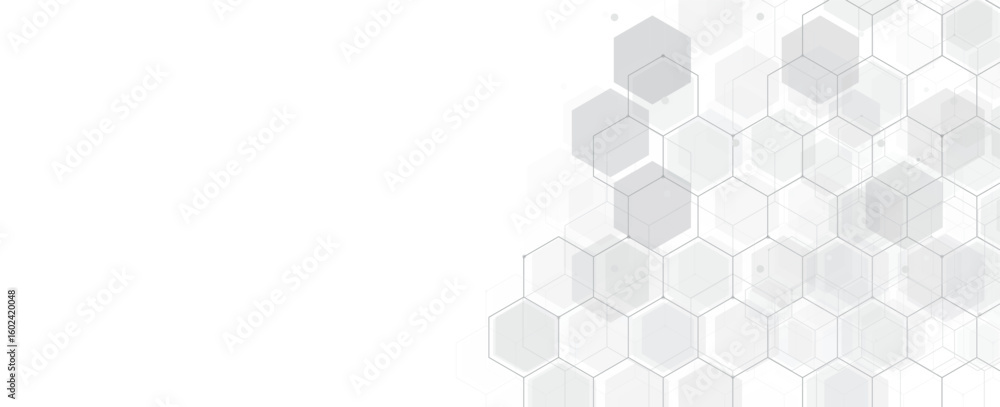 Poster digital technology background. abstract hexagons background with lines and dots. design for science,