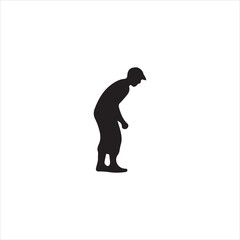 Black silhouette of a person bending over with head down woman human