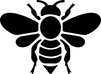 Bee icon. Symbol silhouette of a honey bee sign. Vector illustration in flat style.A simple bee animal outlines silhouette art & Black bee design vector illustration. Flying insect with striped .
