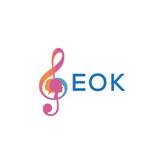 EOK “Creative music logo with human silhouettes and treble clef in gradient colors, EOK Later Logo, modern artistic design isolated on white background”
