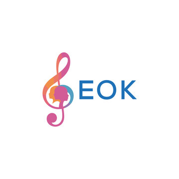 EOK &ldquo;Creative music logo with human silhouettes and treble clef in gradient colors, EOK Later Logo, modern artistic design isolated on white background&rdquo;
