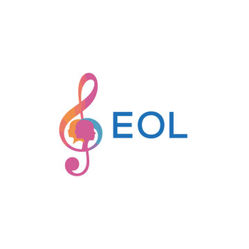 EOL &ldquo;Creative music logo with human silhouettes and treble clef in gradient colors, EOL Later Logo, modern artistic design isolated on white background&rdquo;
